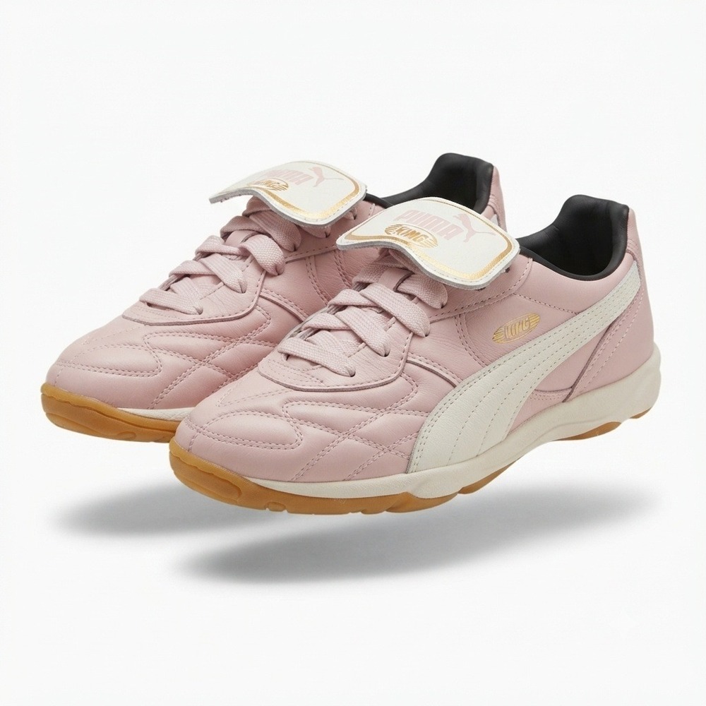 Puma King Indoor Women Shoes 7.5 Mauve Mist Warm White 405145-07 Quilted Leather